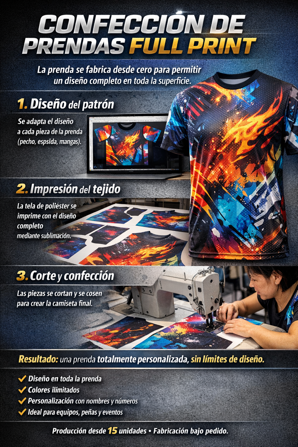 Ropa deportiva personalizada con impresión integral